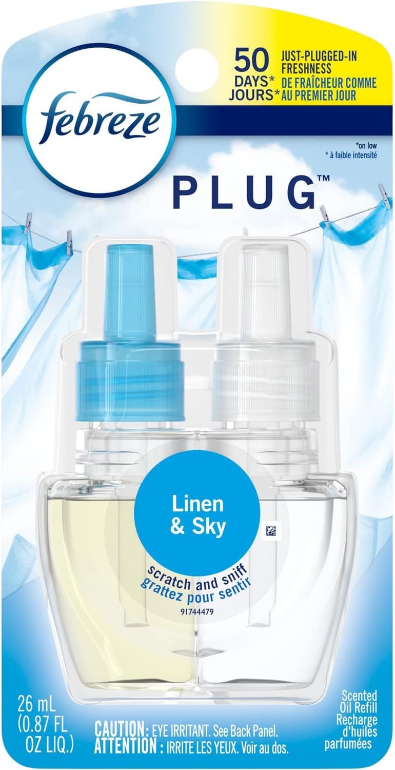 Febreze 74901 Plug Air Freshener Refills, Linen And Sky, 0.87 Oz, 6/Carton