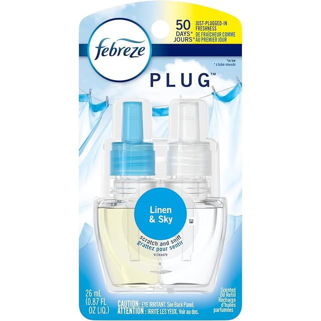 Febreze 74901 Plug Air Freshener Refills Linen And Sky 0 87 Oz 6 Carton