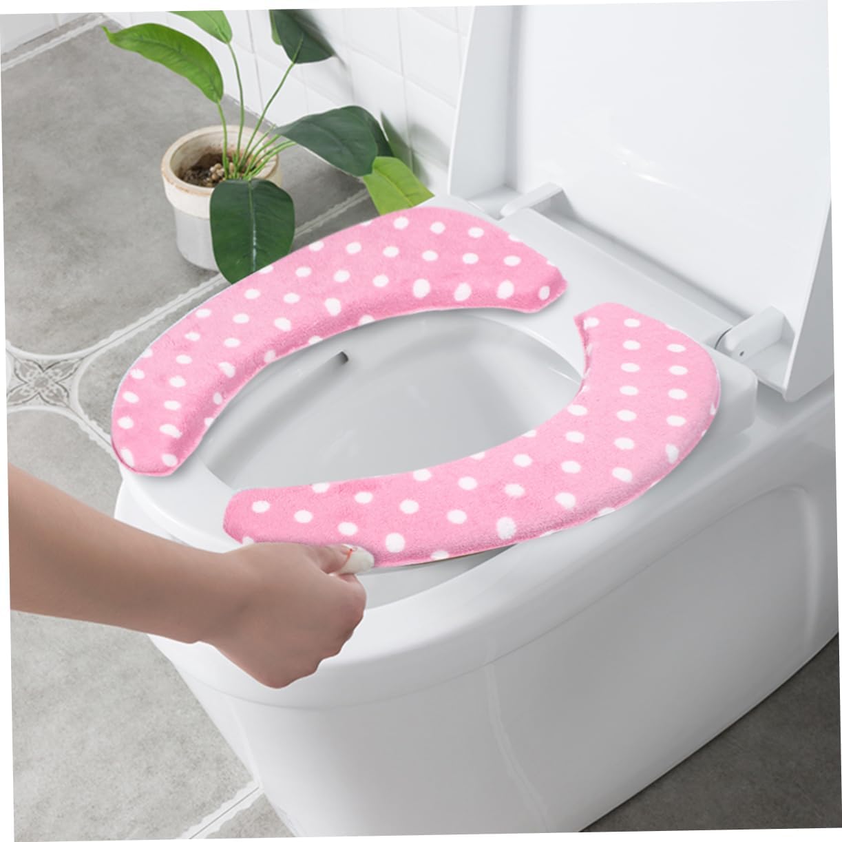Balacoo 2-Pack Self-Adhesive Coral Fleece Toilet Seat Covers Non-Slip Cushion Pads for Potty Training and Home Use Soft and Comfortable Toilet Seat Mats