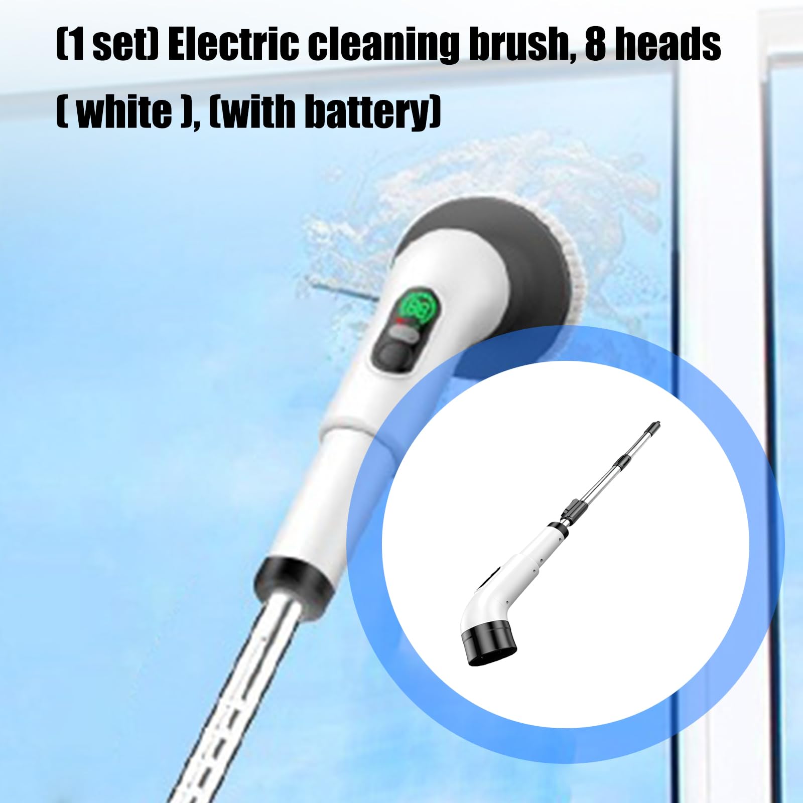 Cepillo eléctrico de lechada con mango recargable, juego de cepillos giratorios de 8 cabezales para líneas de cerámica, bañera, fregadero, suelo, pared y vidrio, limpiador eléctrico