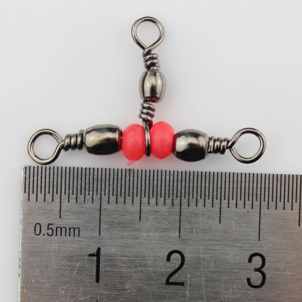 Luengo 30pcs 3 Way Red Brass for Bass Fishing Barrel Triple Swivels for Fishing Tackle Style