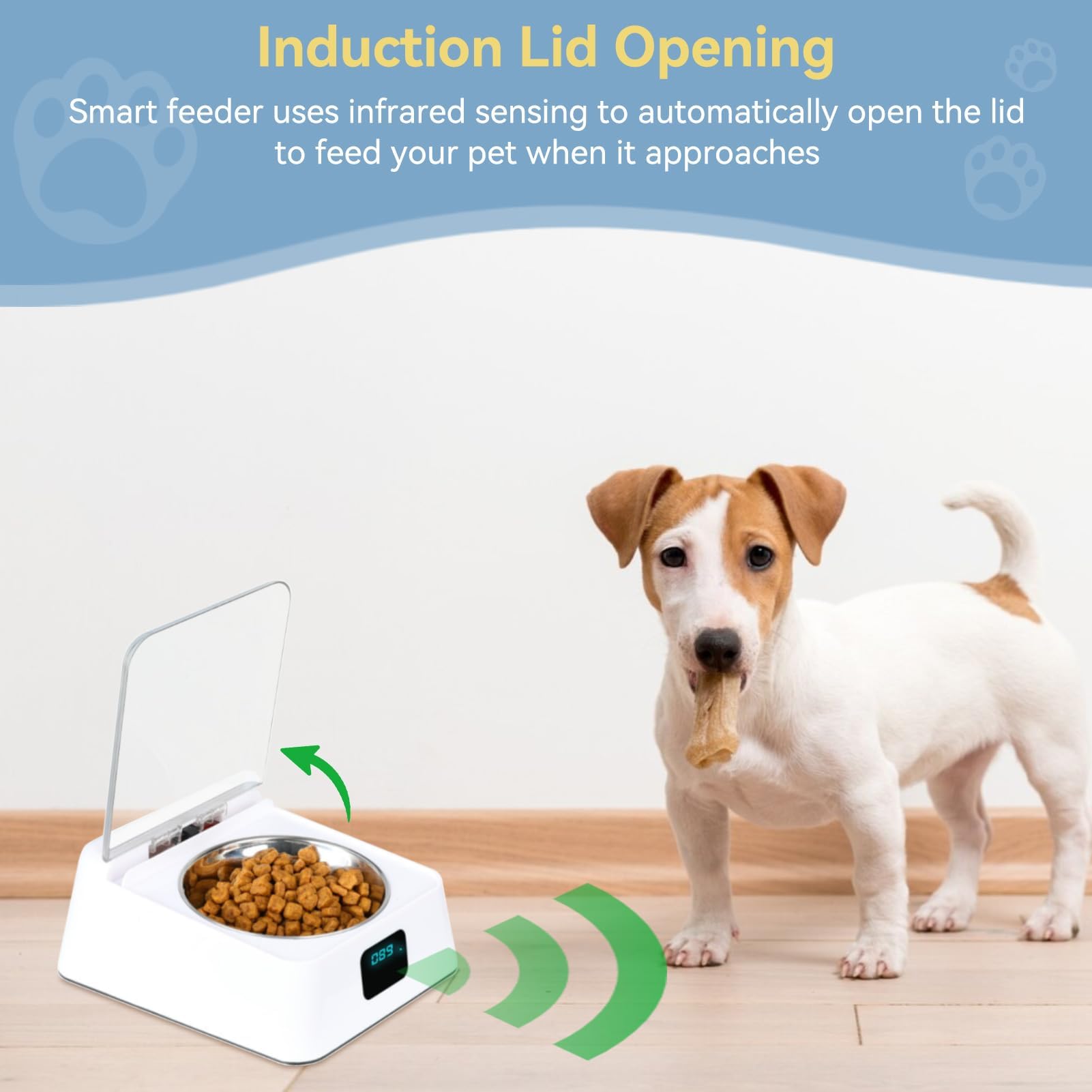 Mangeoire Automatique pour Chat, Couvercle à Induction De 350 ML, Distributeur De Nourriture pour Animaux De Compagnie, Alimentation Intelligente, Mangeoire Automatique pour Chats Et Chiens
