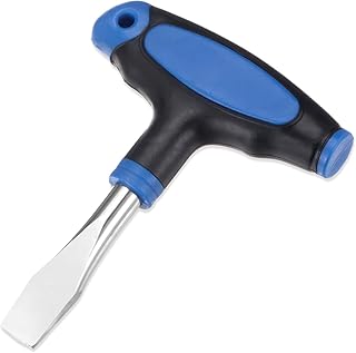 Cabo em T Chave de fendas de cabeça plana de 12 mm Cabo de plástico ergonómico Comprimento do eixo estendido Aço carbono Ideal para conjuntos de filmes Azul Preto
