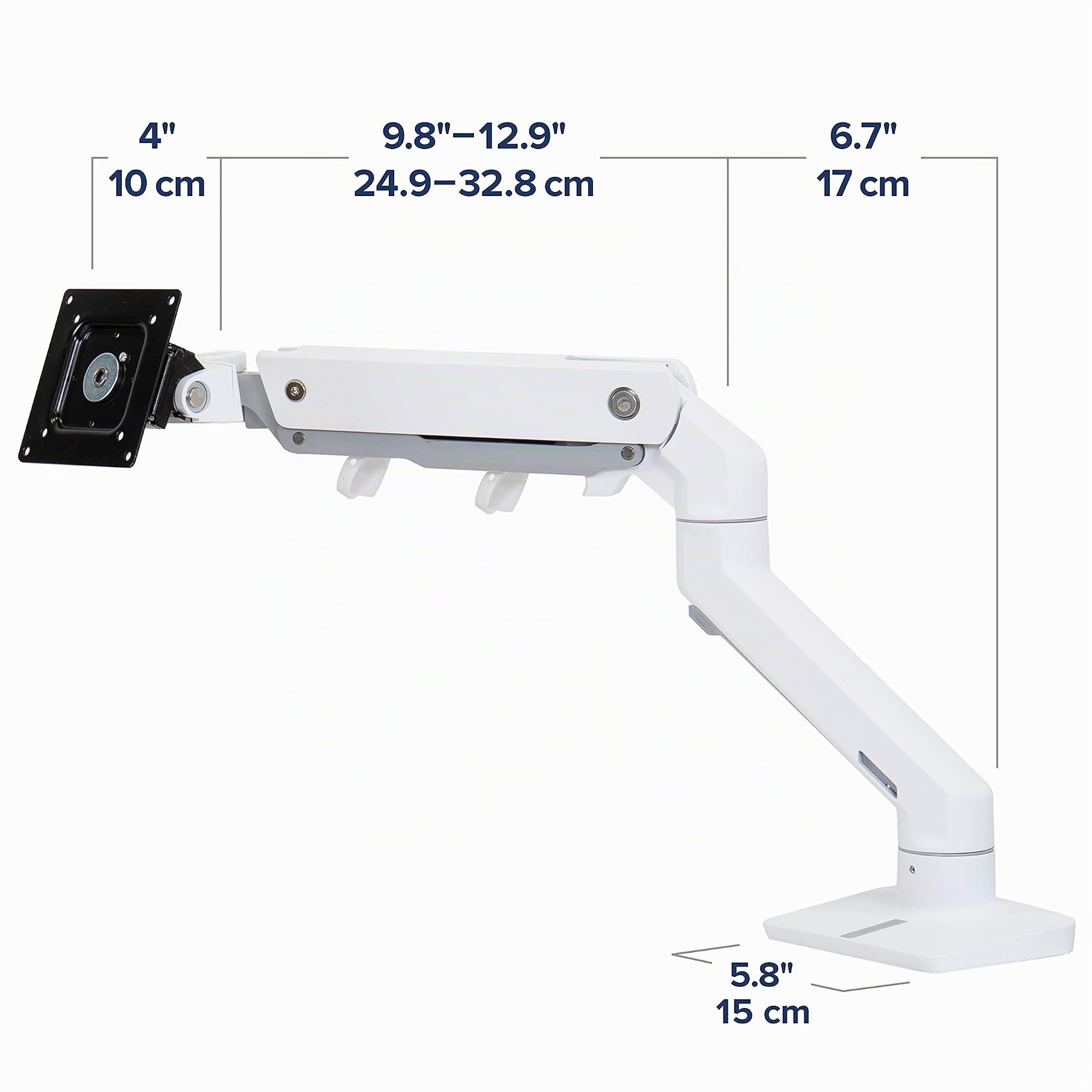 Ergotron – Braccio HX HD, da scrivania per monitor curvi ultrawide 1000R fino a 49 pollice, da 12,7 a 19,1kg, VESA 75x75/100x100mm - Snodo HD, Bianco (45-647-216)
