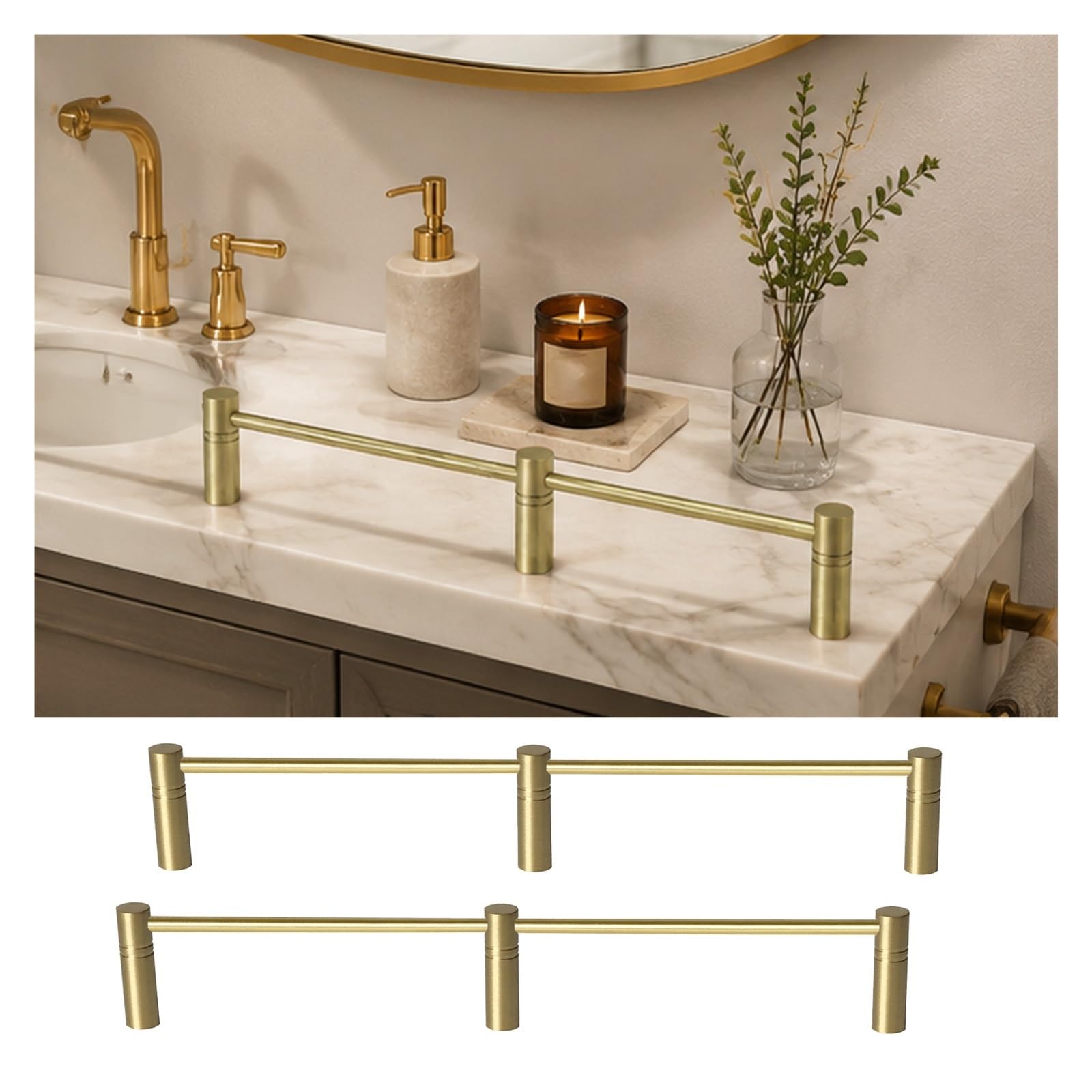 2 pezzi guida mensola ottone, barriera decorativa bagno