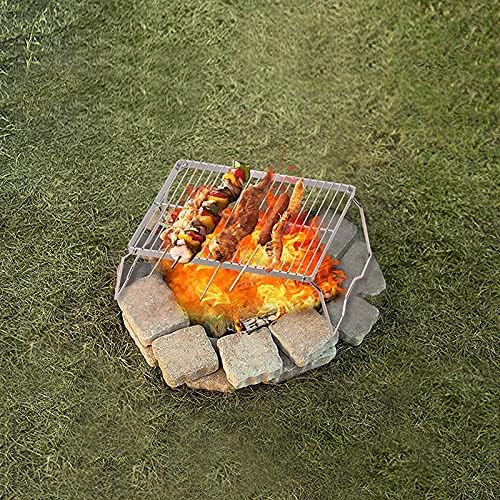 Folding Campfire Grill,Multi-Function Heavy Duty 304 Stainless Steel Grate,Portable Campfire Cooking Equipment Fire Pit Grate with Legs and Carrying Bag，Medium/Large