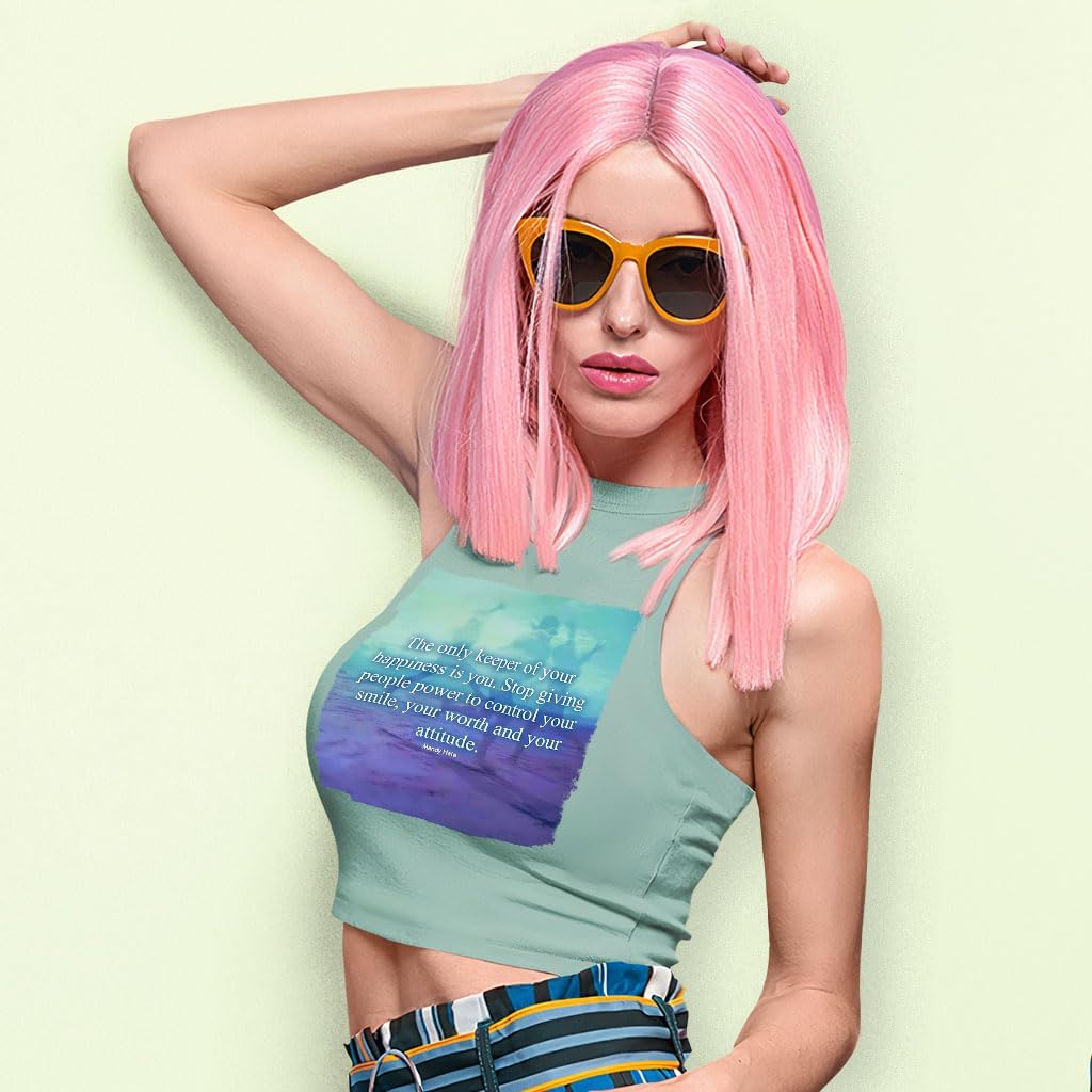 Happiness Racerback Cropped Tank - Cute Clothing - Quote Printed Clothing