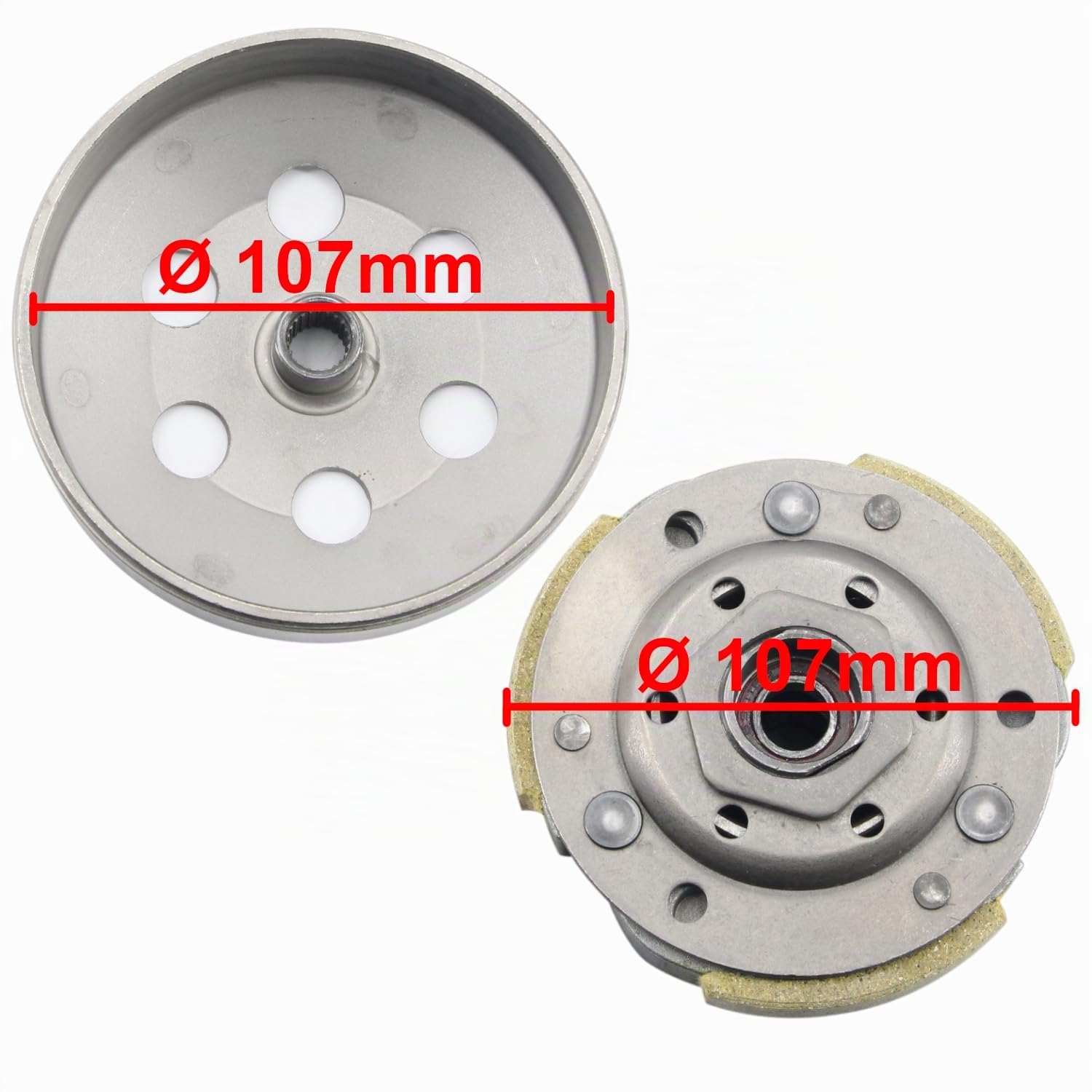 Area1 Variateur + Embrayage + Cloche 107 mm pour scooter 50cc 4T chinois – Compatible Agility 50 Basic, Sento, Motortek, Rhon, WK, Zündapp, Tank, MKS, Motofino, Pegasus