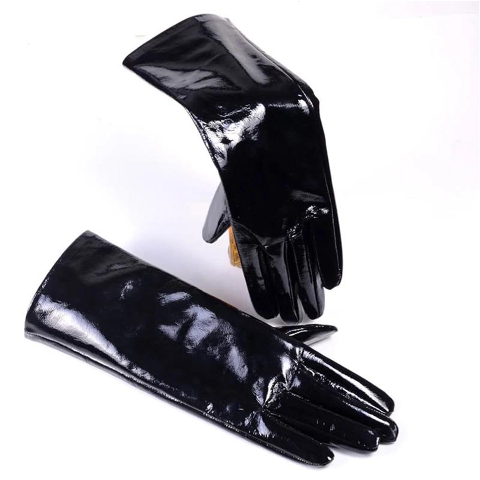 Guantes largos de piel de oveja auténtica para hombre, color negro, longitud de ópera, gruesos, con forro polar cálido, guantes de ciclismo