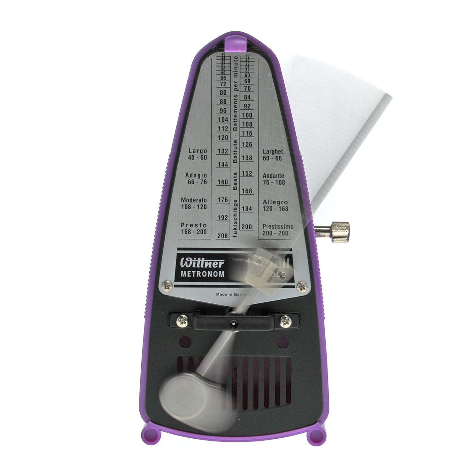 Wittner Taktell Piccolo 830371 Métronome mécanique Violet Avec chiffon microfibre Keepdrum