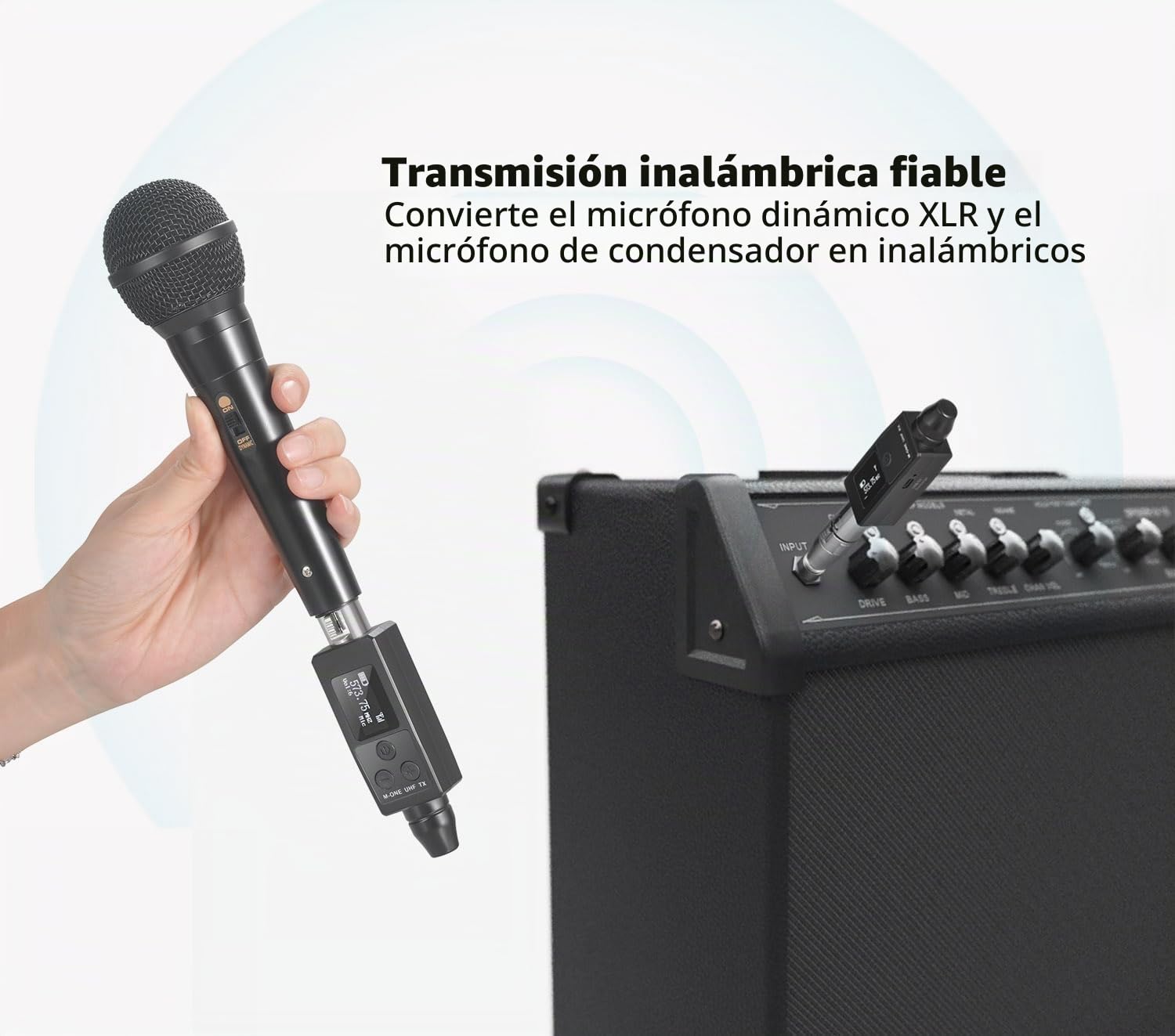 Sistema Inalámbrico UHF de Micrófono, Transmisor y Receptor XLR Inalámbrico para Micrófono Dinámico, Micrófono Condensador, Mezclador de audio, Sistema PA