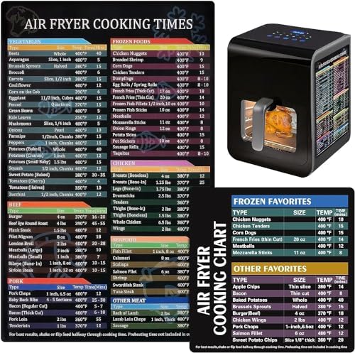 Air Fryer Cheat Sheet Magnetic Air Fryer Cooking Times Chart Magnet Cheat Sheet Set Air Fryer Accessories Cookbook Recipe Card Meat Temp Guide for Airfryer Oven Cooking Pot Kitchen Appliances 2 Pack