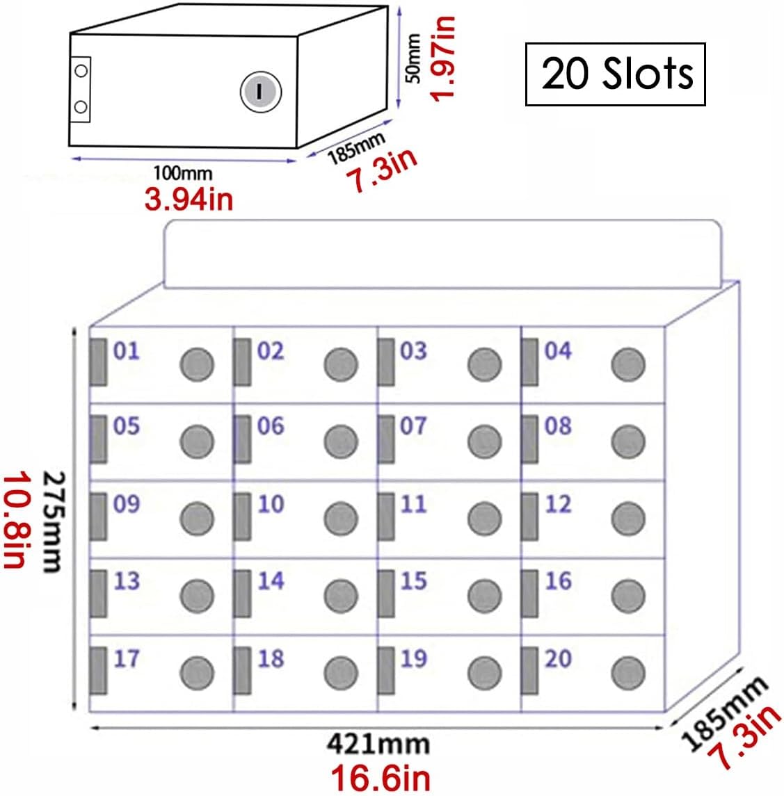 Aimery Cell Phone Lockers Box Acrylic Mobile Phone Storage Cabinet Factory Workshop Mobile Phone Safe Box Organizer for Classroom Phone Storage Locker 15/20/25 Slots Cell Phone Storage Box(Medium)