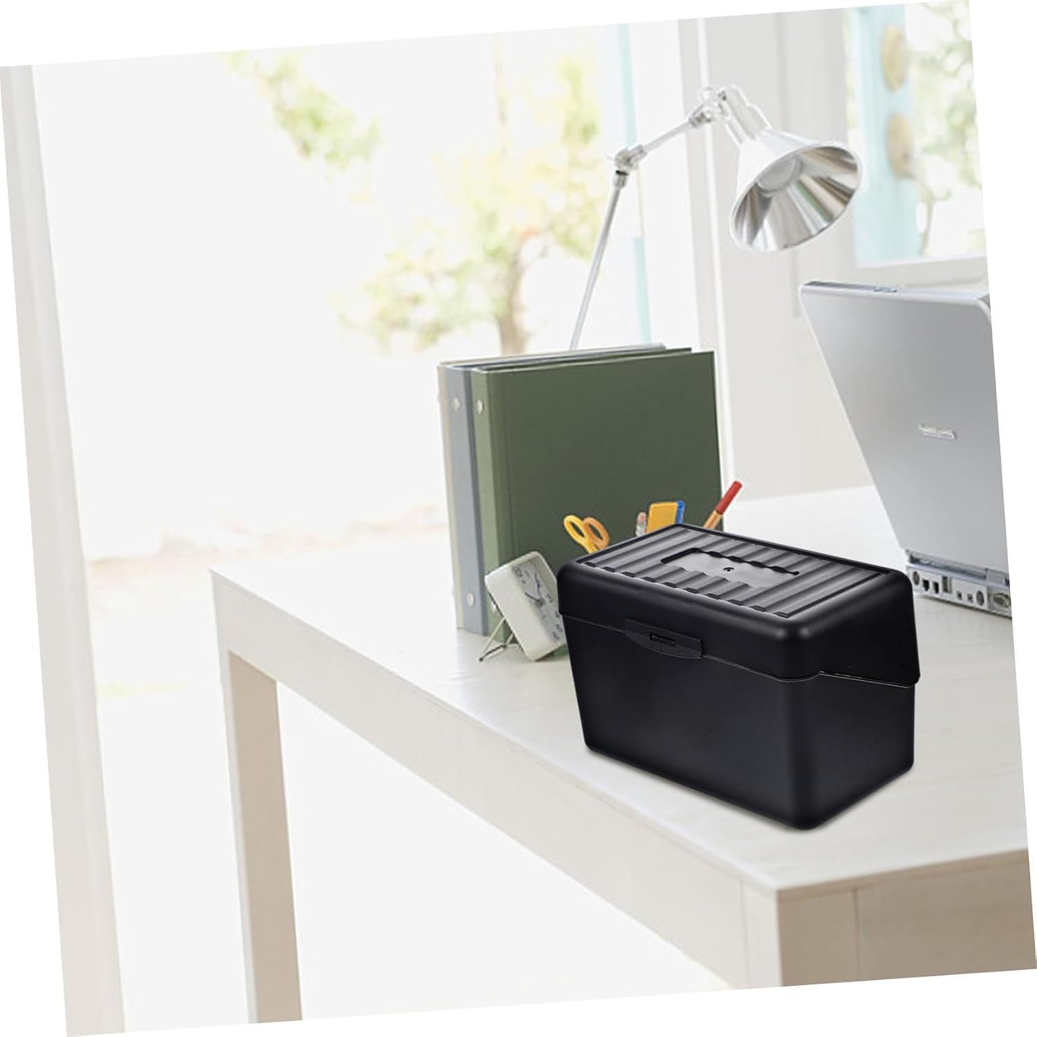 Memo Pad Holder Storage Box Lid Multi-Use Desktop Organizer for Office Supplies Memo Note Dispenser for Home and School