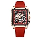 Fashion Men's Wrist Watch,Luxury Chronograph Waterproof Date Dress Watch for Men with Silicone Rubber Strap