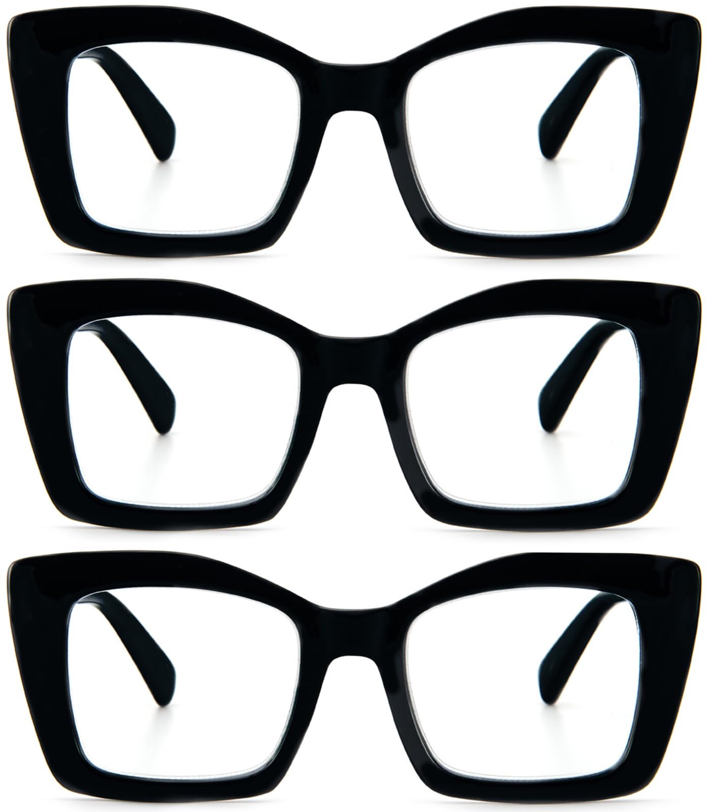 REAVEE Oversized Square Reading Glasses Oprah Style for Women, Blue Light Blocking Large Frame Computer Readers Spring Hinge