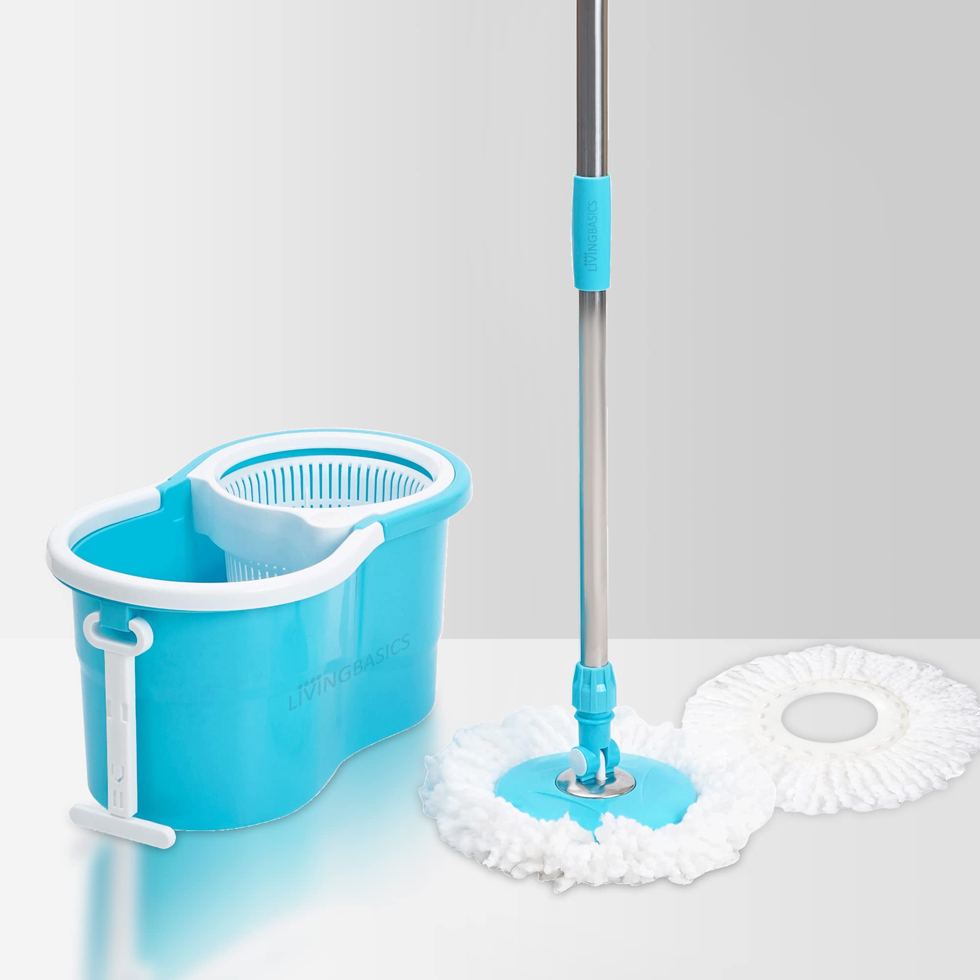 LivingBasics Mop/Mop with Bucket for Floor Cleaning/Mop for Floor Cleaning/Floor Cleaner Mop/Spin Mop/Magic Mop/Mop Stick/Spin Mop Set with Bucket & 2 Mop Refills (B0BHPCTV2R) Amazon Price History, Amazon Price Tracker
