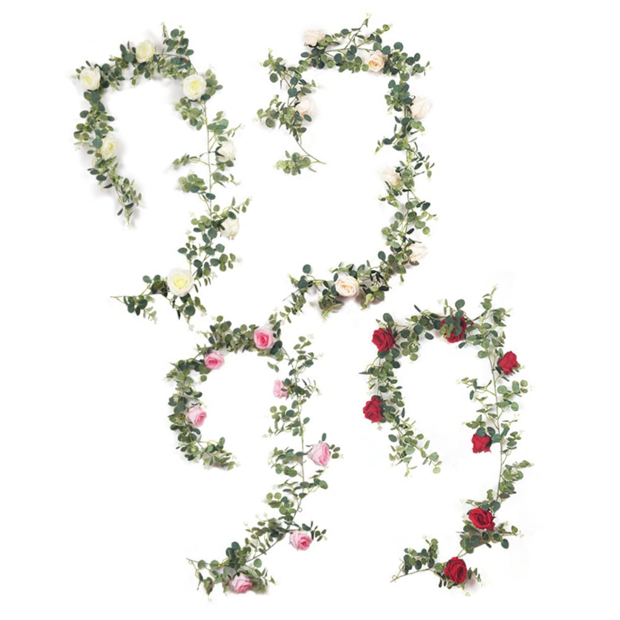 2stücke Künstlicher Rattan Wanddekor Mit Rosenornamenten Lange Hängende Blumenranke Für Hochzeiten Partys Und Wohnraumdekoration Und Pflegeleicht