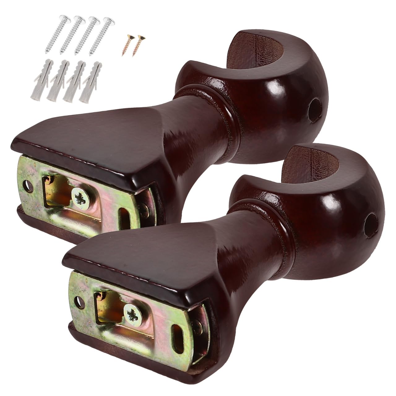 Soportes de cortina de madera, 2 soportes de madera para barra de cortina, soporte de barra de cortina, soporte para barra de cortina (marrón)