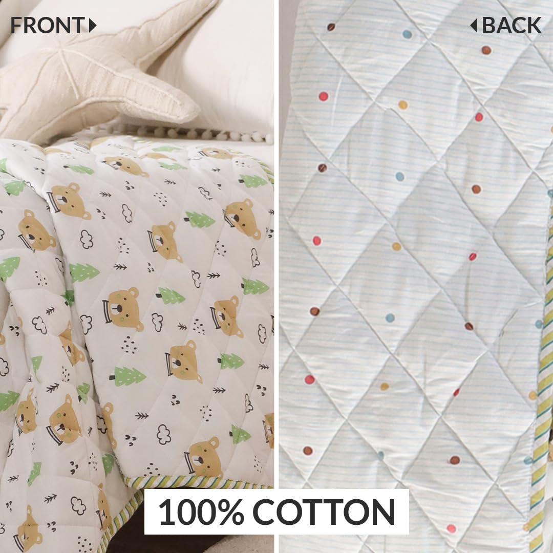 HOMEMONDE Kids Blanket - Soft Cotton Reversible Bear -4