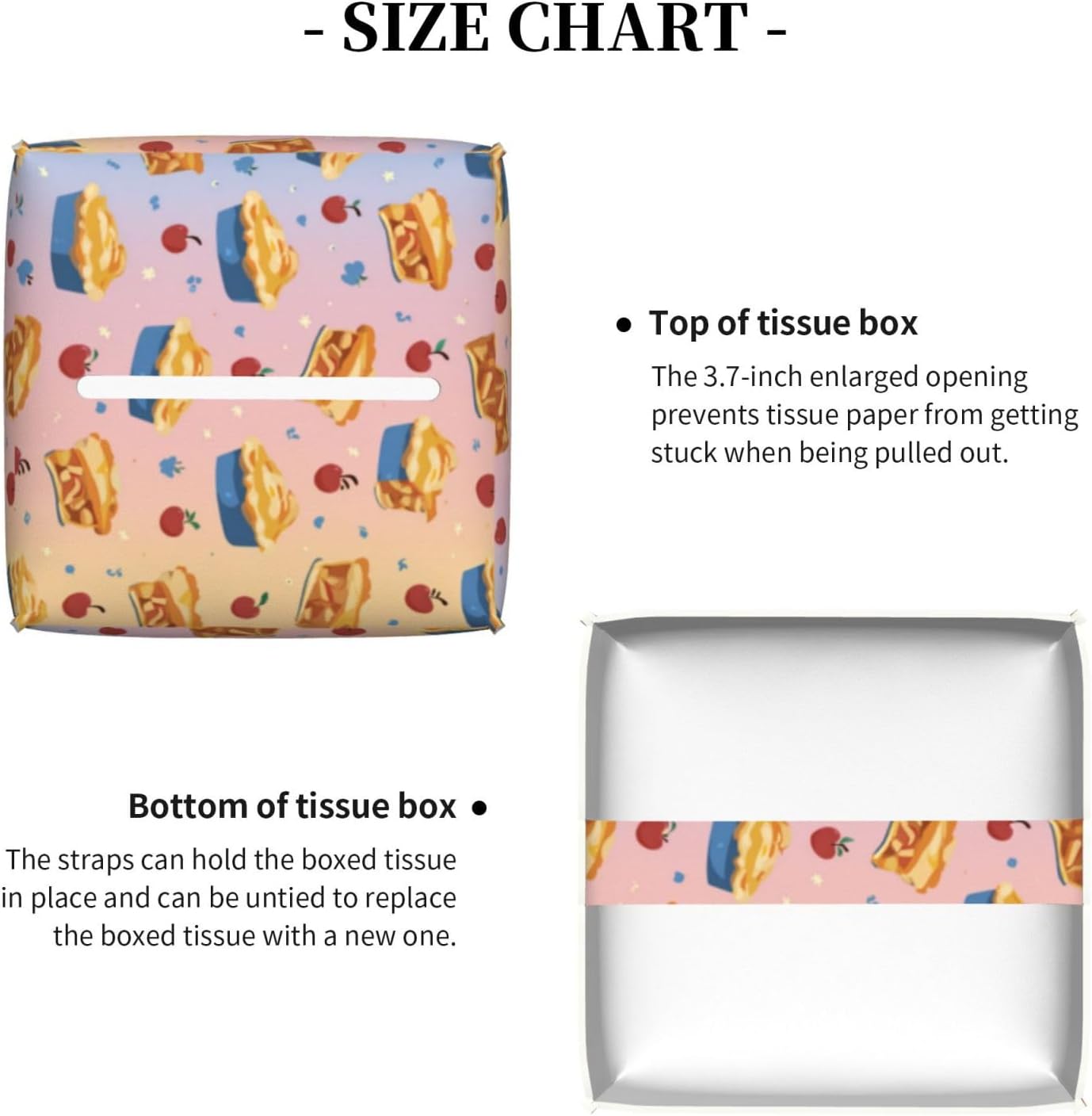 Cake Food Yummy Dessert Tissue Box Cover Square, Waterproof Leather Tissue Box Holder Portable Dispenser Modern Home Decoration for Bathroom Car Nightstand Vanity image 3