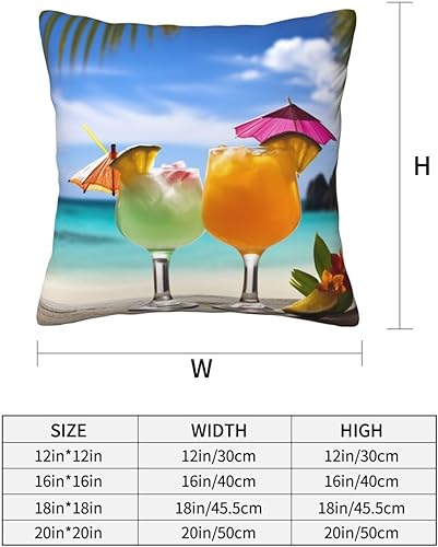 Miniatura 4 de Funda de almohada cuadrada suave con estampado de bebidas tropicales, para decoración del hogar, sala de estar, cama, sofá automóvil, 20 x 20
