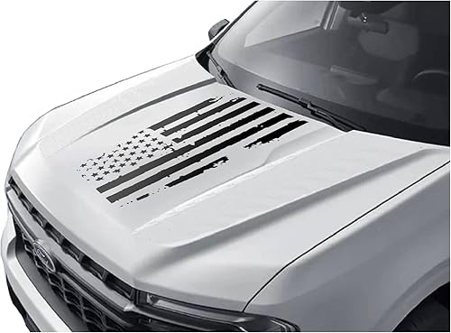 Calcomanía de vinilo con la bandera estadounidense envejecida hecha para el capó de Ford Bronco Sport 2021 2022 2023 2024 | Adhesivo de vinilo con