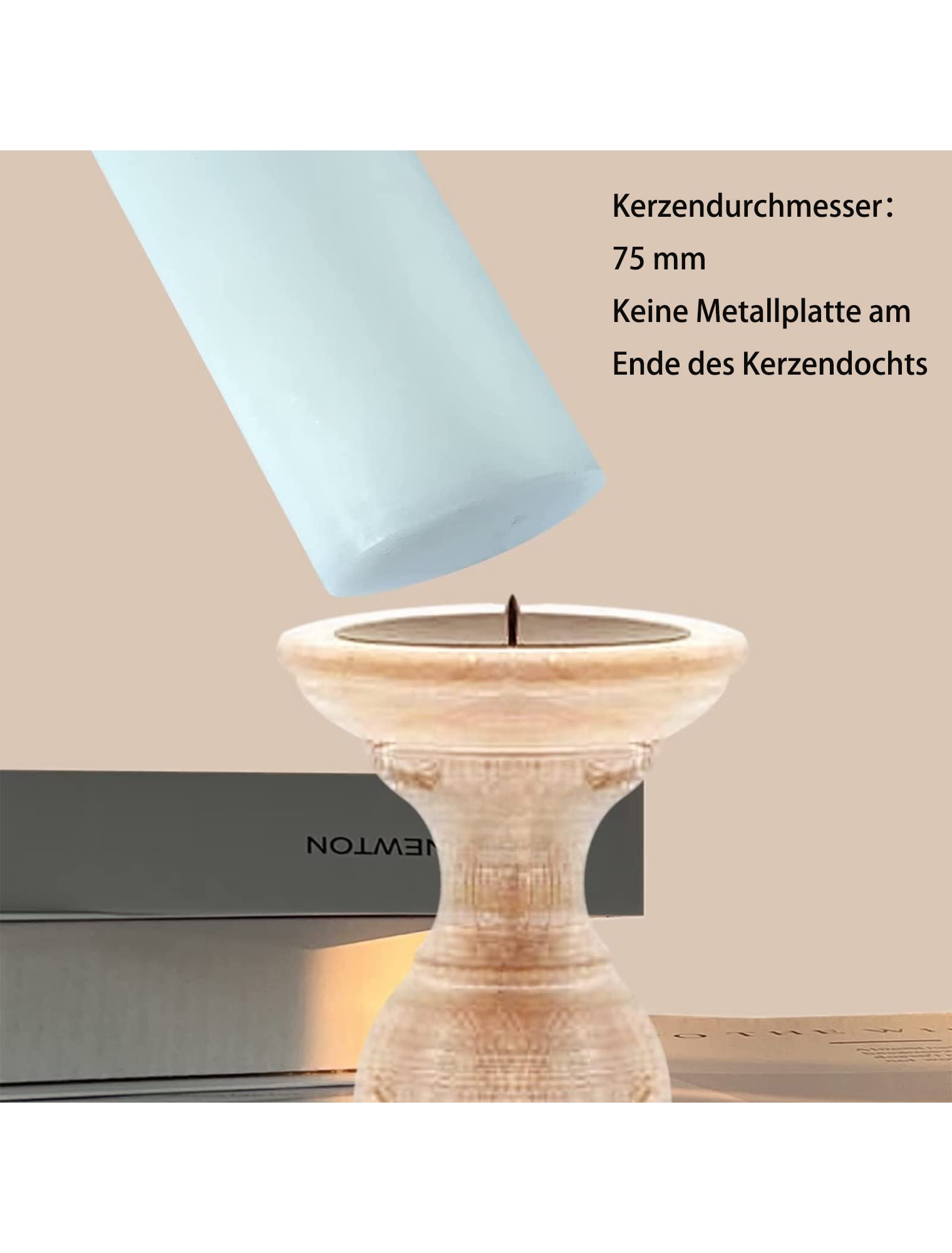 Lot de 3 grandes bougies piliers blanches - Longue durée de combustion d'environ 75 heures - Combustion propre, non parfumées - Pour la maison, les fêtes et la décoration de restauration