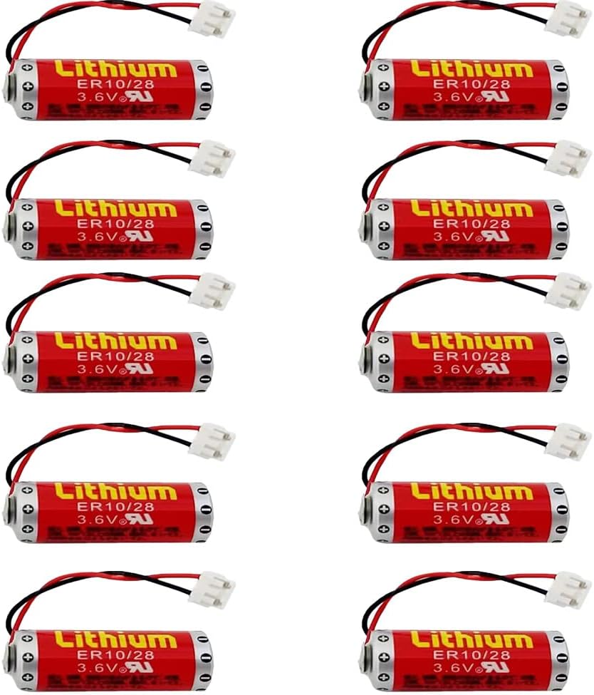 (10-Pack ER10/28 3.6V 800mAh PLC Battery with Plug for FX2NC-32BL ER10/28 ER10280 Battery