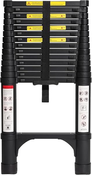 BOCOM 14.5FT Aluminum Telescoping Ladder with Triangle Stabilizers
