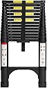 BOCOM 14.5 FT Aluminum Telescoping Ladder, Lightweight Multi-Purpose Collapsible Extension with 2 Triangle Stabilizers, Heavy Duty 330 lbs Max Capacity, Ideal for Home, RV, and Outdoor Work Black