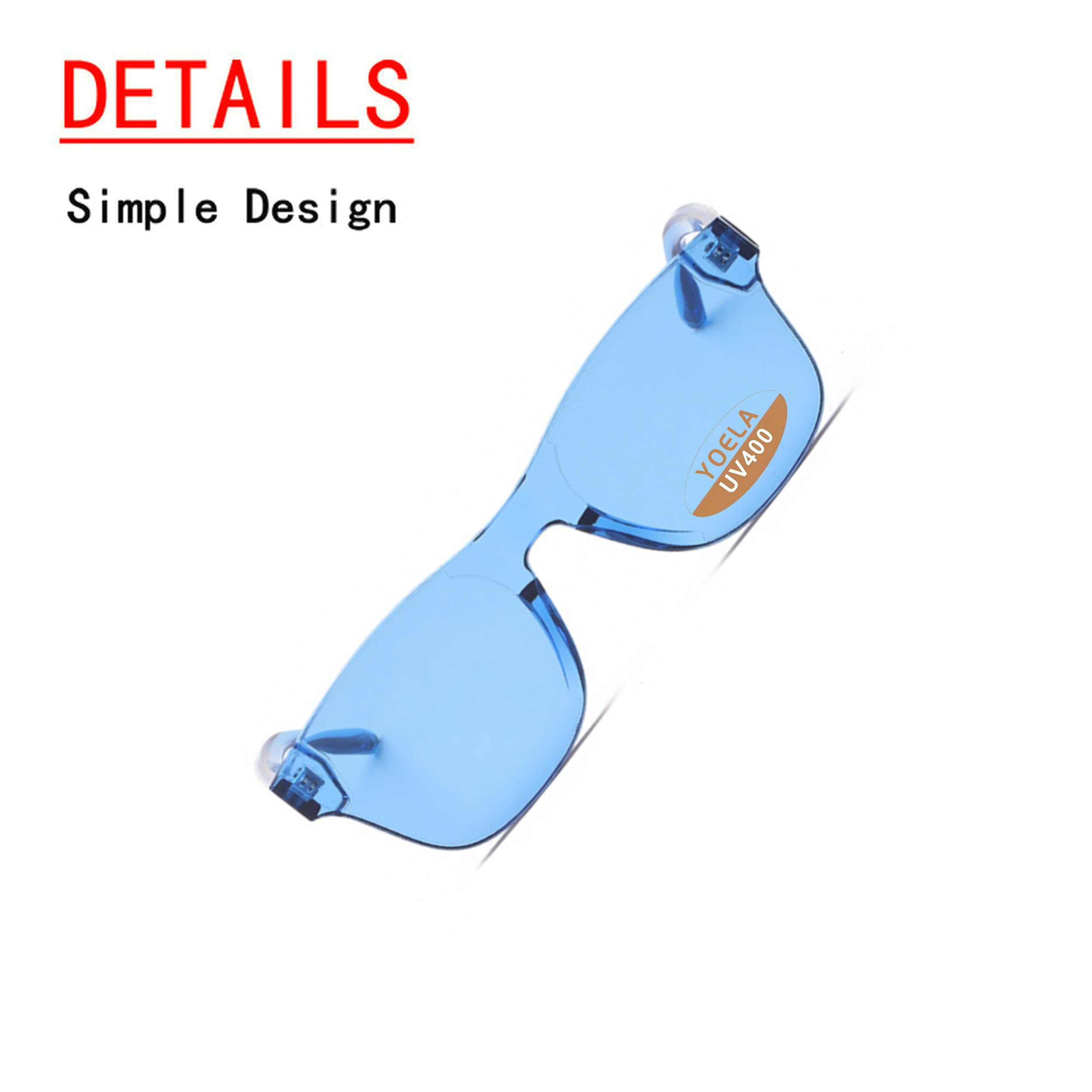 Übergroße quadratische randlose Sonnenbrille getönt Unisex Damen Herren Einteilige farbige transparente Brille Retro Brille