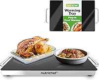 Vista 10 de NutriChef Placa eléctrica portátil para alimentos, bandeja de calentamiento de acero inoxidable y calentador de platos con parte superior de vidrio