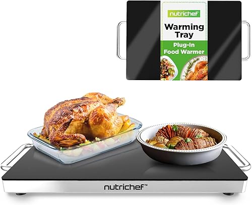 Miniatura 9 de NutriChef - Charola para conservar los alimentos calientes. Plato caliente para alimentos con vidrio resistente que irradia calor y con
