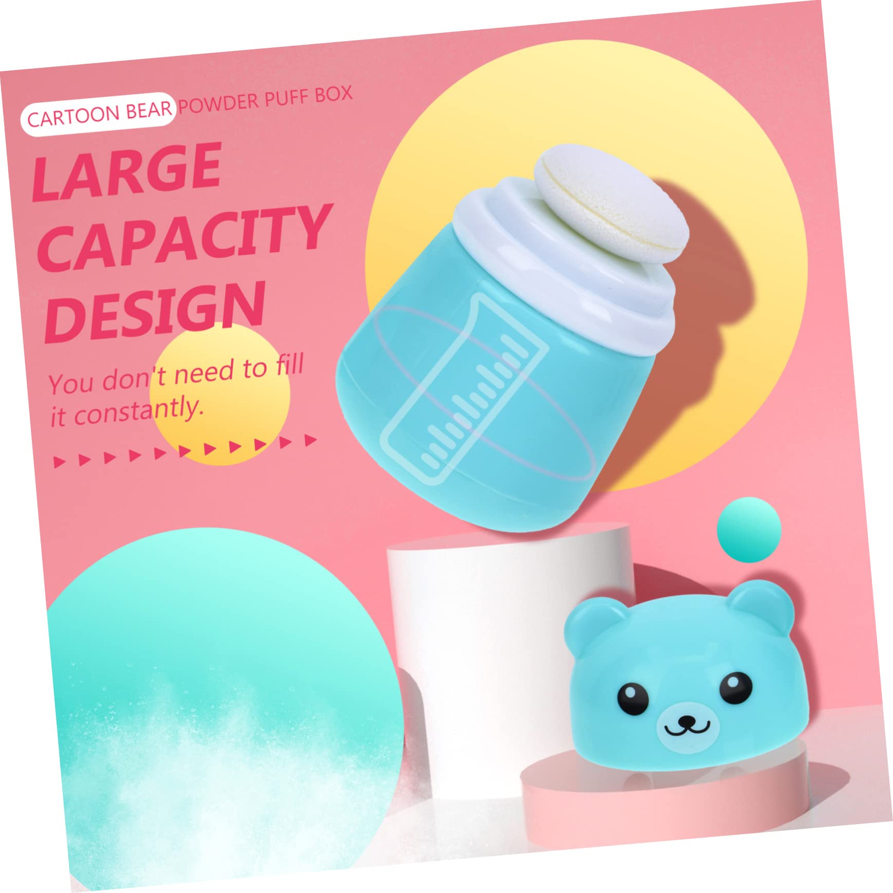 FOYTOKI Powder Dispenser Box Talcum Powder Case Cartoon Bear Design for Boys and Girls