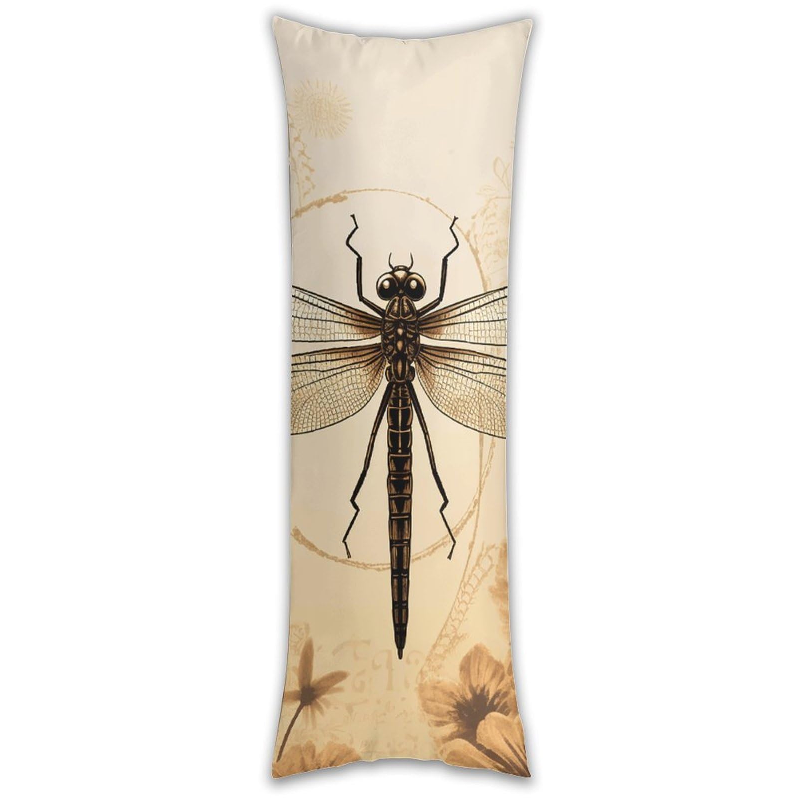 Dragonfly on Sunflower Pillowcase Long Pillow Case Cozy Pillow Cover Pillow Protector Soft Long Cushion Case Long Body Lumbar Decorative Throw Pillow Cover for Bed Sofa Couch 18.9 X 53 Inches