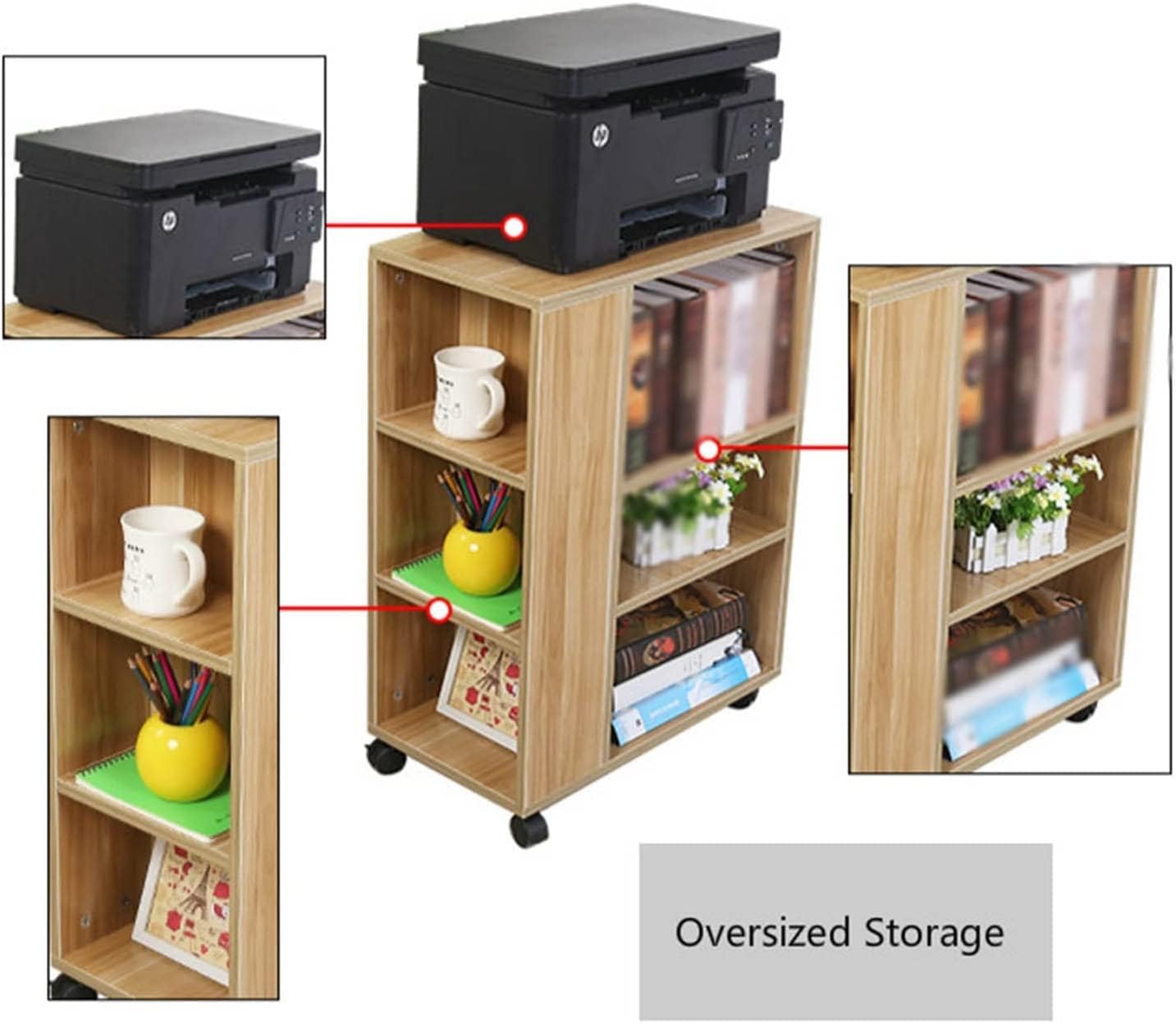 プリンター 省スペースプリンタースタンド、モバイルプリンターカート、ブレーキ