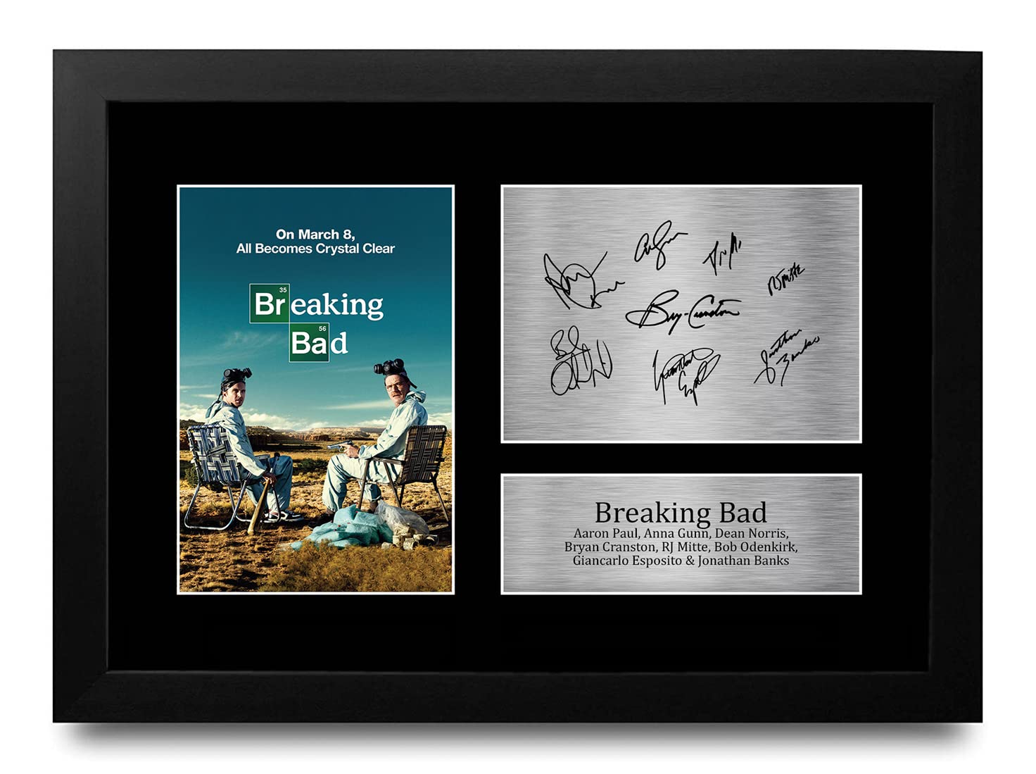 HWC Trading FR A4 Breaking Bad Cast Bryan Cranston, Aaron Paul Gifts Printed Signed Autograph Picture for TV Memorabilia Fans - A4 Framed (Framed) Breaking Bad Cast