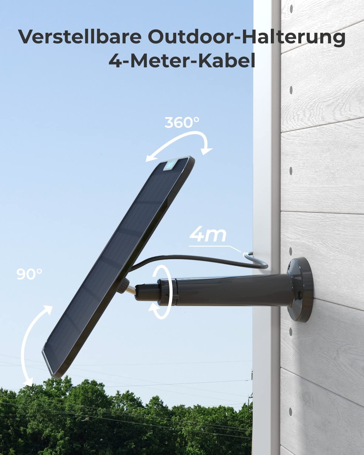 Reolink 6W Solarpanel für Akku Überwachungskamera Aussen, USB, Solar WLAN IP Kamera Outdoor, 360° Halterung, Schwarz
