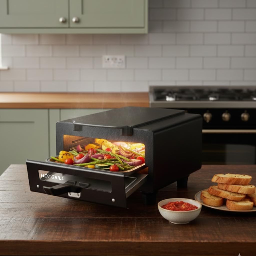 Hot Grill Mini Electric Tandoor 10-Inch | 1500W Heating Element | Durable Heavy-Duty Metal Body | Compact and Stylish | Perfect for Home Grilling Roasting Baking & Tandoori Cooking-image-45