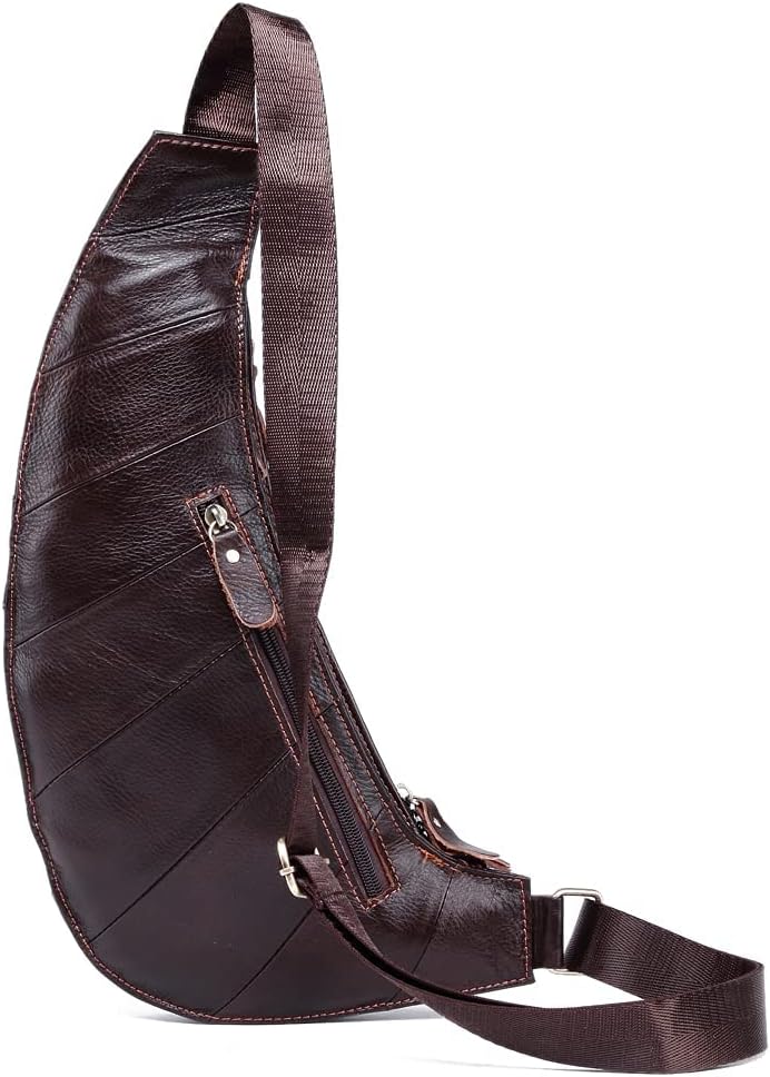 Hebetag Leather Sling Bag Crossbody Backpack for Men Women Travel Outdoor Camping - Image 2