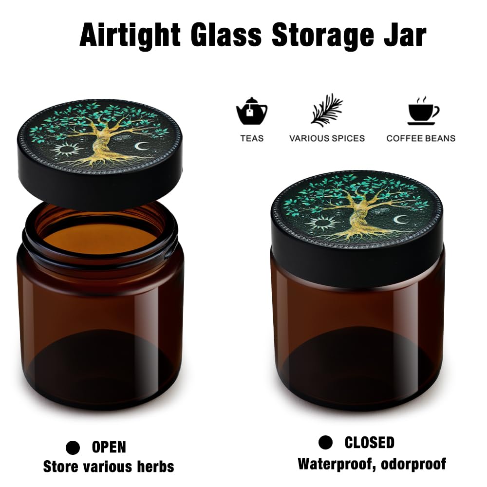Spespo Grinder Set, Includes 2.5 inch Herb Grinder, Rolling Tray, Storage Jar&Rolling Stick, Lockable Bamboo Box Gift Set for Men Women - Image 4