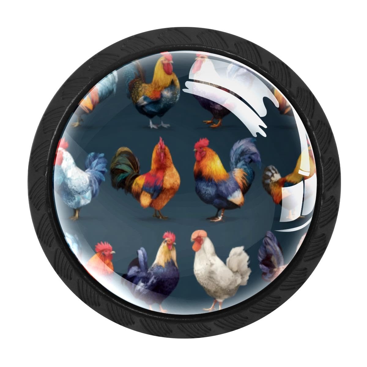 HEOEH 4 PCS Kitchen Cabinet Knobs, Roosters Drawer Knobs Dresser Handles