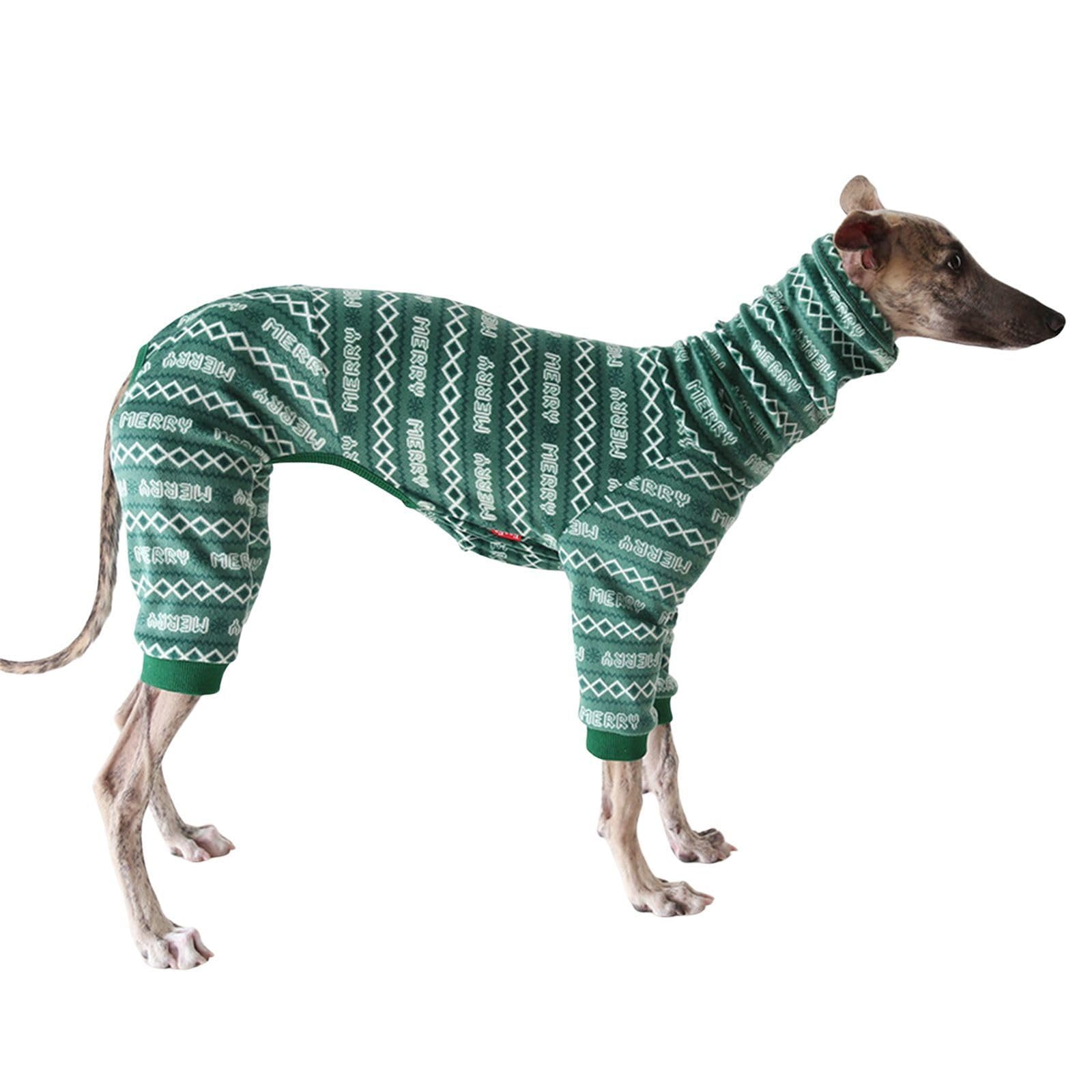 Lightweight Italian Greyhound Jumper，Turtleneck Whippet Four-Legs Cotton Pajamas Soft Dog Onesie Loungewear Dogs Jumpsuit, Green_S