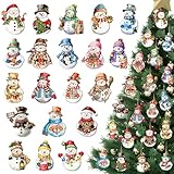 Bucherry 40 Pcs Winter Snowman Ornaments for Tree Wooden Winter Snowman Decorations for Christmas Tree Xmas Hanging Ornaments Party Gifts Holiday Supplies