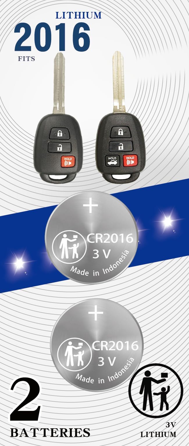 uuam 2Pack CR2016 2016 Remote Key Fob Battery Replacement