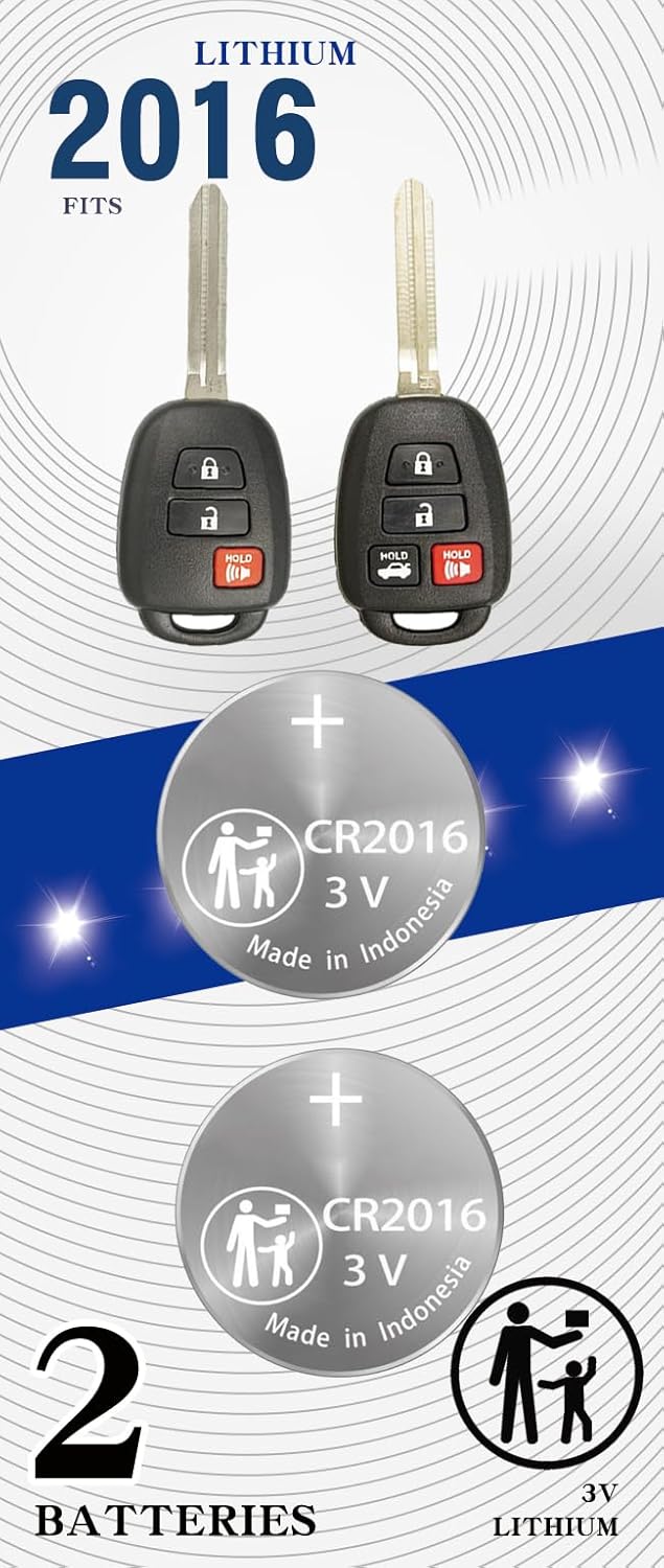 Amazon.com: uuam 2Pack CR2016 2016 Remote Key Fob Battery Replacement ...