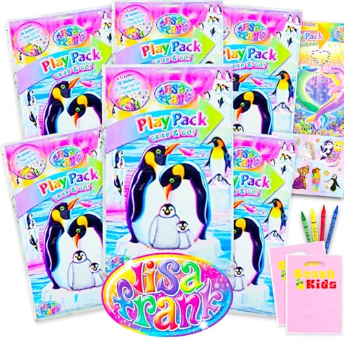 Lot de 6 packs de jeu Lisa Frank avec mini livres de coloriage et autocollants pour enfants