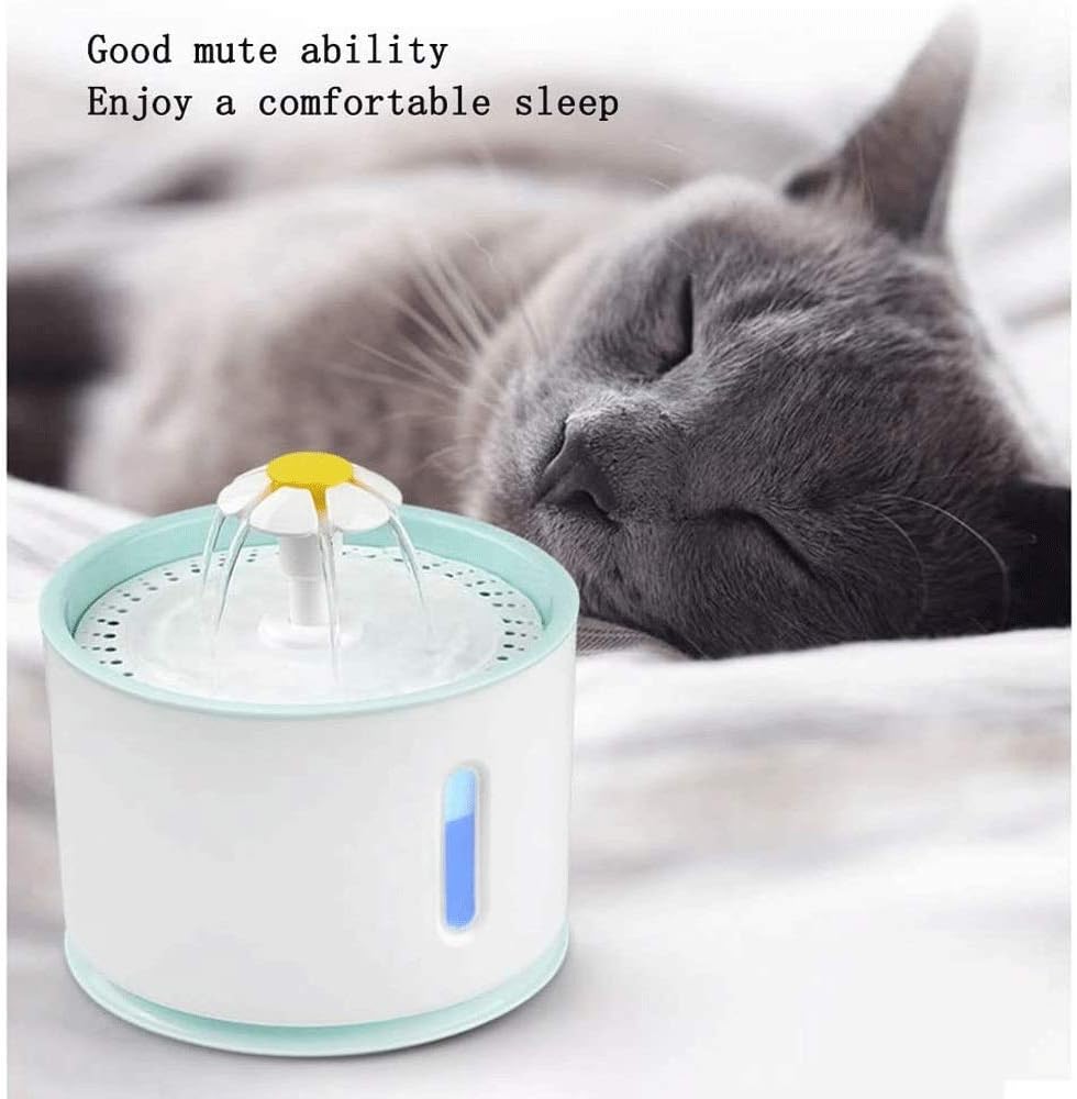 Cat Water Fountain, 2.4L Cat Fountain Vision Water Level Window, Pet Fountain with DC Silent Pump for Dog & Cat Drinking- Pet Water Dispenser Fountain Filter