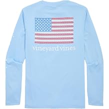 Vineyard Vines Mens American Flag Whales Long-Sleeve Harbor Performance Tee